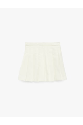 Koton Pamuklu Kalın Pileli Basic Mini Etek Ekru 6skg70007aw Ekru