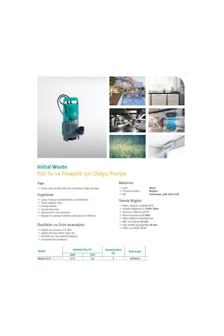 Wilo Initial Waste 14.9 1Hp 220V Açık Fanlı Pis Su Dalgıç Pompa