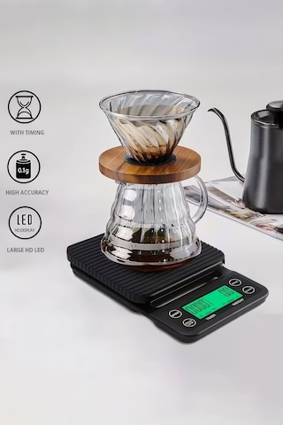 Dijital Hassas Kahve Terazi Zaman Ayarlı Kahve Dripper Tartı 3 Kg / 0.1 Gr Thr389