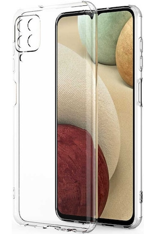 Galaxy Uyumlu A12 Kılıf Kamera Korumalı Süper Silikon Kapak - Renksiz Renksiz Renksiz