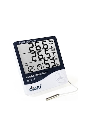 Diwu Htc-2 Problu Termometre Nem Ölçer Saat Takvim N11.207