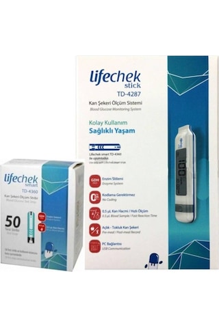 LifeChek Stick TD-4287 Kan Şekeri Ölçüm Cihazı + 50 Strip