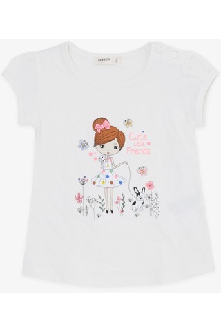 Kız Bebek Çocuk Pamuklu Renkli Puantiyetili Taytlı Takım-12726-krem Krem