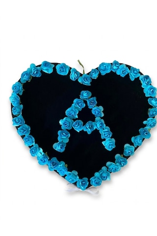 Sevgiliye Hediye, Doğum Günü, Sevgililer Günü, Zirkonyum Taşlı Kolye, Küpe, Bileklik Takı Seti, Güllerden Baş Harf, Dantelli İç Çamaşır, Magnet Fotoğraf Çerçevesi, Özel Not,kişiye Özel Kalpli Kutu Siyah - Mavi