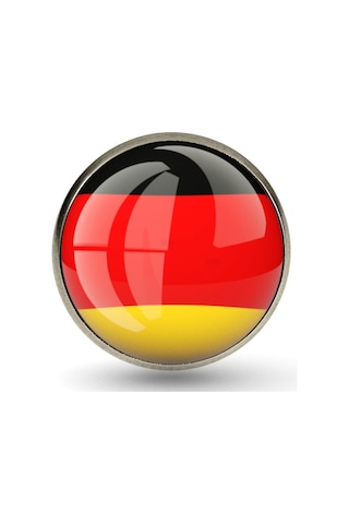 Almanya Germany Bayrak Rozeti - Paslanmaz Çelik Yuvarlak Yaka Rozeti Çok Renkli