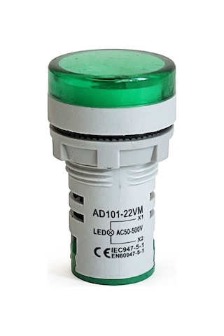 Mini Dijital Voltmetre 22mm Ac 60-500v Led Yeşil Işık