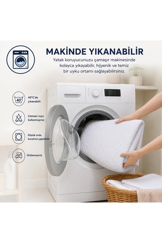 Sıvı Geçirmez Fitted Yatak Koruyucu Alez Tek Kişilik 100x200 Cm Beyaz