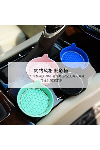 Suofeng Araba Için Pırlanta Takılı Kaymaz Isı Yalıtımlı Bardak Altlığı - Kırmızı