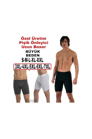 Pişik Önleyici Uzun Erkek Boxer Pamuklu Boxer Büyük Beden Boxer Siyah