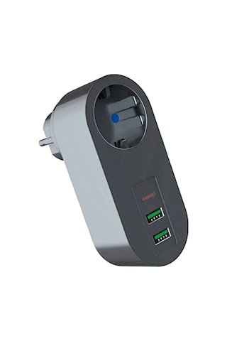 2 Usb,1 Type-c Girişli Tekli Priz Akım Korumalı Ev,ofis