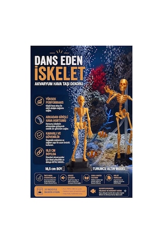 3d Baskı Turuncu Dans Eden İskelet Akvaryum Hava Taşı 18,5 Cm