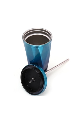 500ml Düzensiz Çift Katmanlı 304 Paslanmaz Çelik Damlatmaz Bardak Pembe