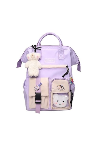 Zaoshanghao Aksesuarlı Sevimli Öğrenci Okul Sırt Çantası Syhjn5 Mor
