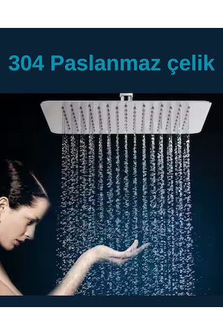 Faumix Ka120 Krom Kare Paslanmaz Çelik Tepe Duş Başlığı 25cm 25cm Krom