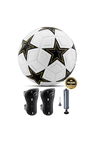 3lü Set Futbol Topu Tekmelik Şampiyonlar Ligi Pompalı Sert Zemin Halı Saha Futbol Topu New Black No5 Siyah