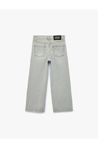 Koton Pamuklu Geniş Paça Denim Pantolon Gri 7wkg40016ad