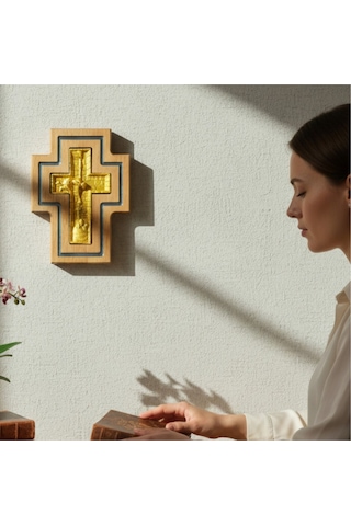 Epoksi Kanallı El Yapımı Ahşap Haç , Karanlıkta Parlayan Epoksi Sanatı, Hristiyan Ev Dekorasyonu 63705740