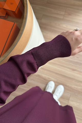 Kahijab Yan Fermuar Basic Merserize Tunik - Mürdüm