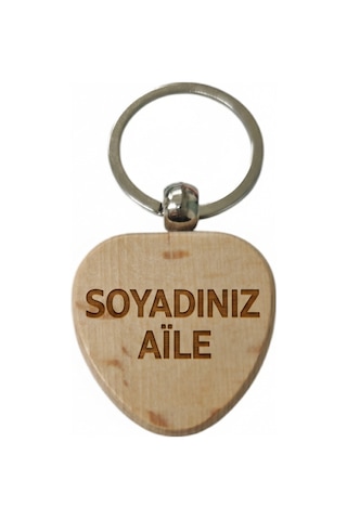 Kişiye Özel Kalp Ahşap Anahtarlık Soyad Ve Ailesi Yazılı Lazer Gravür Anahtarlık Özel Tasarım Aile Hediyesi