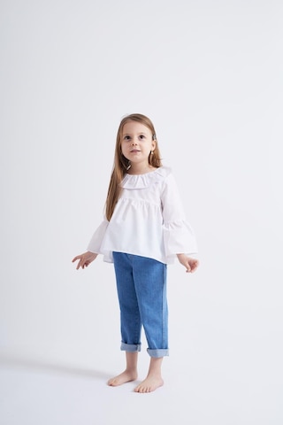 Oliventhekid Beyaz Poplin Bluz Beyaz Beyaz