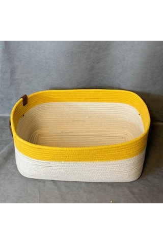 Uretti - Fatma 7987 - El Yapımı Doğal Ve Modern Dekoratif Dolap İçi Düzenleyici Sepet / Organizer Sarı