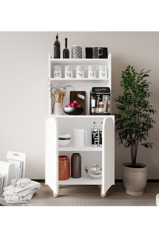 Parma 2 Kapaklı Mutfak Dolap, Kahve Köşesi, Çok Amaçlı Dolap Beyaz