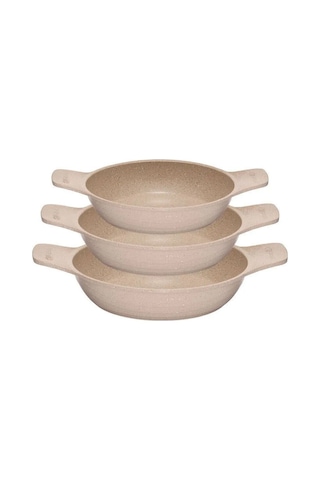 Thermoad 3'lü 18-20-22 Cm Güveç Sahan Set Kapaksız -vizon Vizon