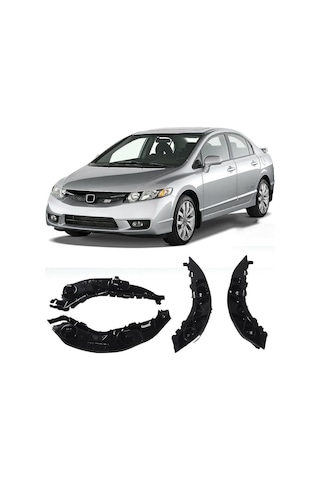 Lemestar Honda Civic 2006-2011 Ön Tampon Braketi - Sol Ve Sağ, Siyah Plastik, Yeni Parça 71198-sna-a02, 71193-sna-a02