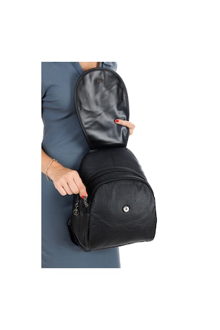 Newish Polo Kadın Deri Ayarlanabilir Askılı Omuz Ve Sırt Çantası New352 - Siyah