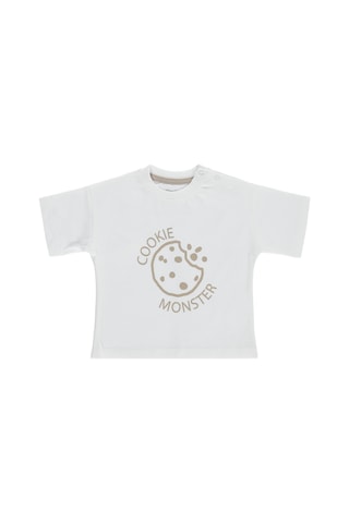 Civil Baby Cookie Monster 3-12 Ay Tişört - Ekru
