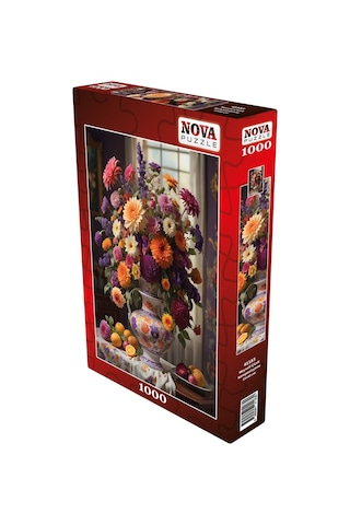 Nova Puzzle 1000 Parça Meyveli Çiçek Kompozisyonu Puzzle - Vazoda Çiçekler Ve Meyveler