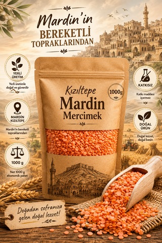 Kırmızı Mercimek 1000g ,yerli,doğal-kızıltepe,mardin