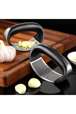 Paslanmaz Çelik Sarımsak Presi Kırıcı Manuel Sarımsak Kıyma Doğrama Sarımsak Aracı Meyve Sebze Araçları Mutfak Aksesuarları Gadget Siyah