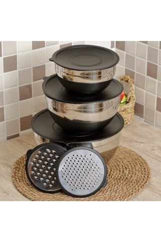 Arow 9 Prç Karıştırma Kabı Rendeli 2516 siyah