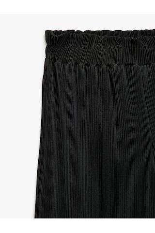 Koton Dokulu Beli Lastikli Bol Paça Pantolon Siyah 5skg40036ak Siyah