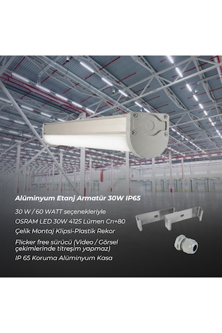 Osram Led Alüminyum Etanj Armatür Ip65 120cm 60w 8250 Lümen Crı+80 Beyaz