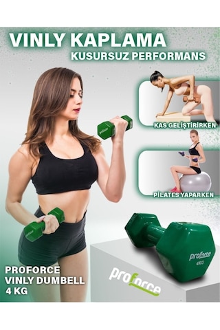Proforce Vdb Dışı Vinil Kaplı Içi Çelik Döküm Ağırlık Dambıl Yeşil 4 KG