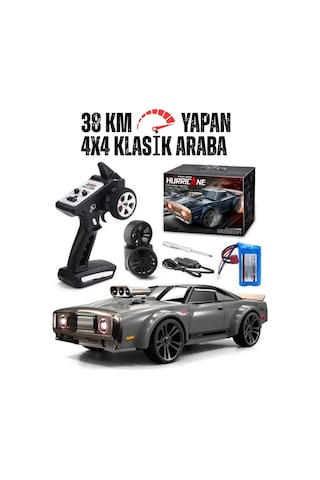 Oyuncak Uzaktan Kumandalı 38 Km Hız Yapan 4x4 Klasik Araba Rc Şarjlı Full Fonksiyon Led Işıklı Gri