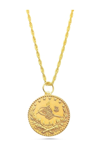 Sefa Gold 14 Ayar Altın Büyük Boy Tuğra Halat Zincir Kolye