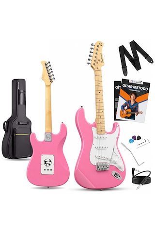 Fourtune Atlas Eg-1000pk Maple Klavye Strat Kasa Sss Pembe Elektro Gitar Seti