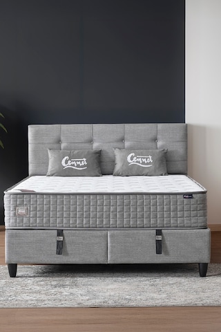 Mimoza Çift Kişilik Sandıklı Baza Antibakteriyel Ortopedik Paket Yaylı Yatak 3 Lü Set 150 x 200