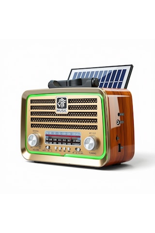 Rt-717 Nostaljik Güneş Panelli Trend Radyo,led Detay Bluetooth Nostalji Radyo