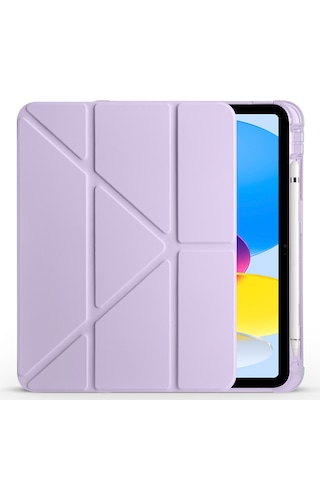 Apple Uyumlu iPad 11.nesil 2025 A16 Kılıf Tri Folding Silikon Kalem Bölmeli Katlanabilir Standlı Pu Deri Yumuşak Kapak Kapaklı Kılıf