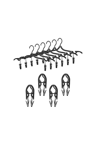 Xiaaokeji Katlanır Seyahat Askısı Katlanabilir Giysi Askısı Klipsli Taşınabilir Siyah