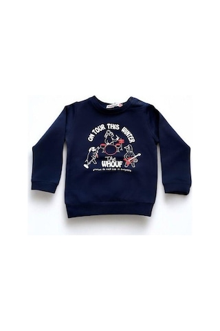 Cantoy Erkek Bebek Winter Yazılı Pamuklu Sweatshirt-14658 Lacivert