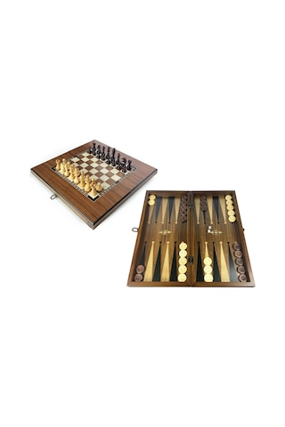 Helena Wood Art Eko Klasik El Yapımı Damalı Ahşap Tavla Ve Satranç Seti