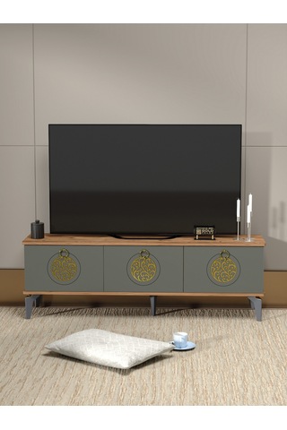 Tv Sehpası Ünitesi 2'li Orta Sehpa 3'lü Zigon Sehpa Set Üç Ürün Traverten Çok Renkli