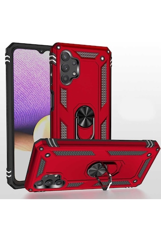 Smcase Samsung Galaxy Uyumlu A13 4G Kılıf Vega Yüzüklü Tank Kapak