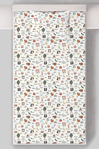 Organik Tek Kişilik Lastikli Çarşaf Seti - Eğlenceli Kelimeler Renkli