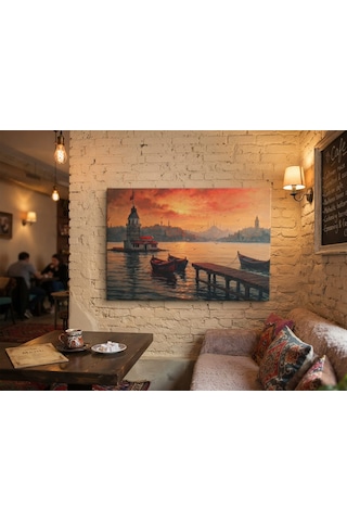 Ortaköy Tablo 60x90 Cm Büyük Boy Kafe Ve Salon Hediyelik Duvar Aksesuarı Siyah